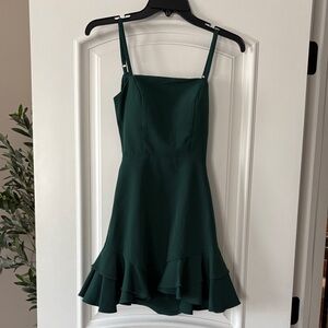 Chic Dark Green Ruffle Mini Dress